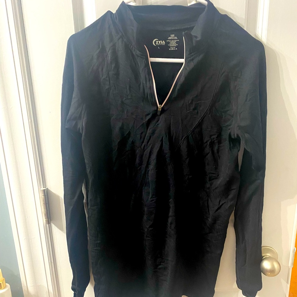 Zyia stretch long sleeve quarter zip pullover